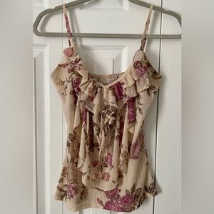 Women’s pink and beige floral top x-small